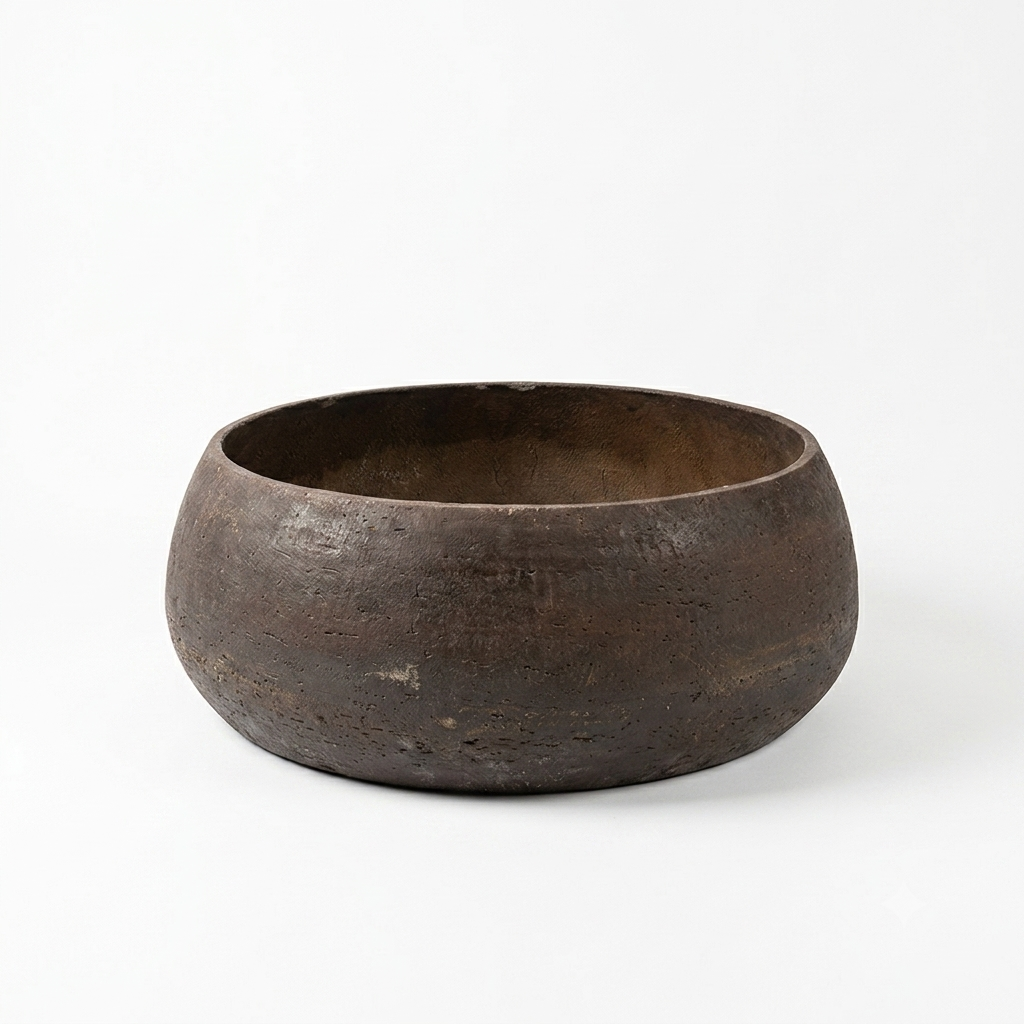 Low Round Bowl Planter/Charcoal / Dark Espresso Brown