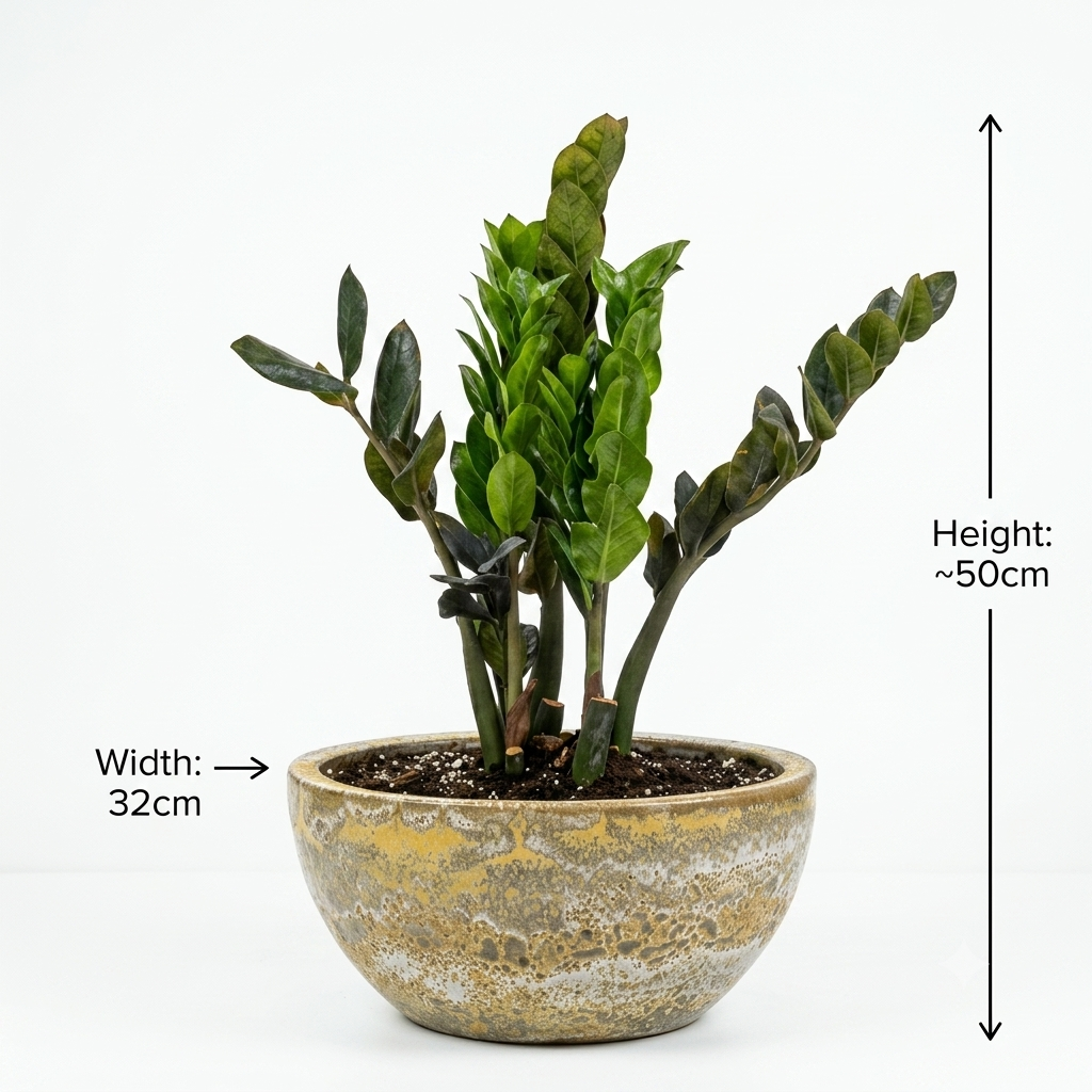 Yellow Foam Glaze Bowl Pot/ ZZ Plant Small