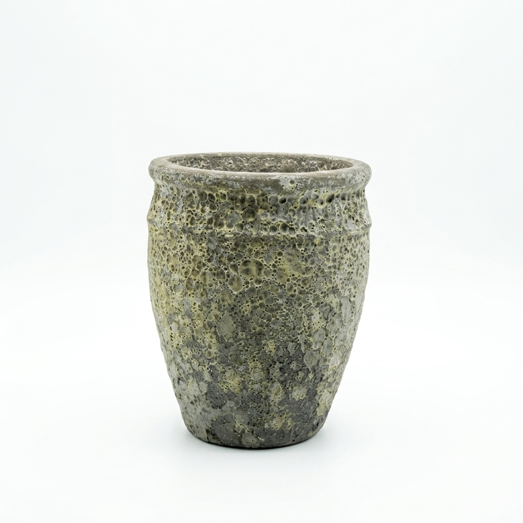 Atlantis or volcanic jar pot mottled grey and earthy yellow/sand mix - Small