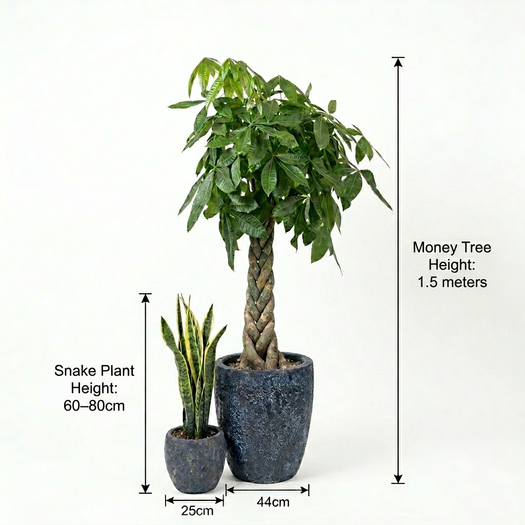 Sky Blue Rushed Pot/ Bashira & Snake Plants