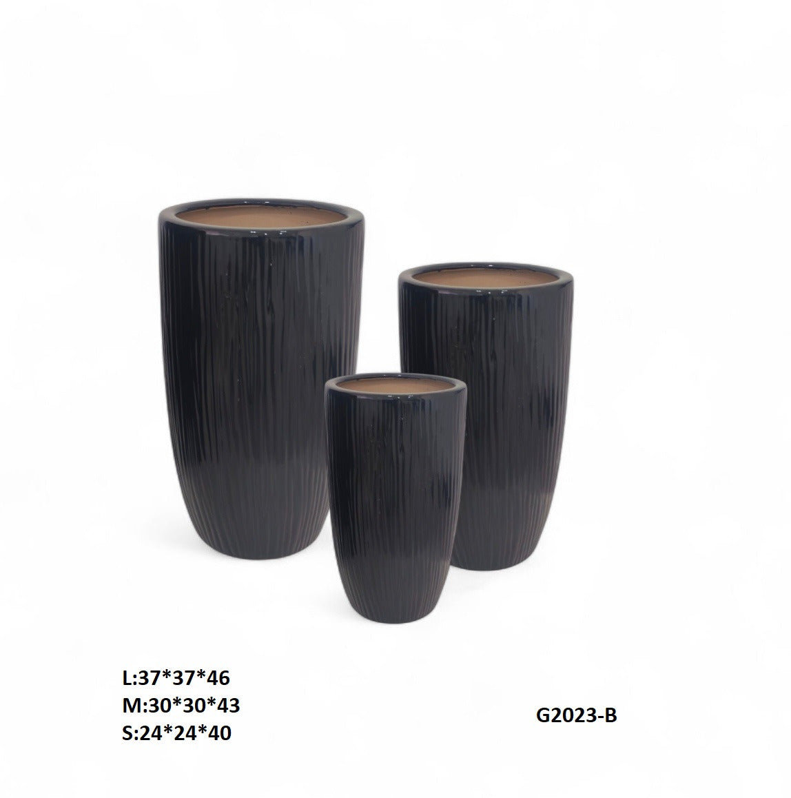 Ceramic Black pots -  Set 3 pc's