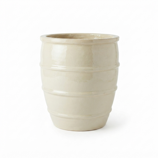 Ceramic Pot Glazed Light Cream (Height 36, Width 30 CM)
