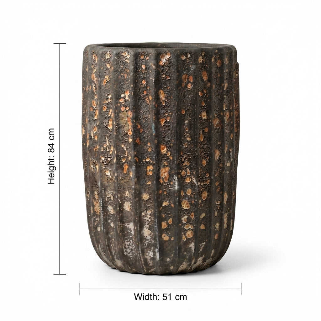 Fluted Rustic Cylindrical Planter_Large