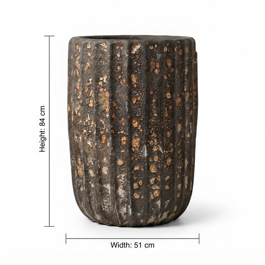Fluted Rustic Cylindrical Planter_Large