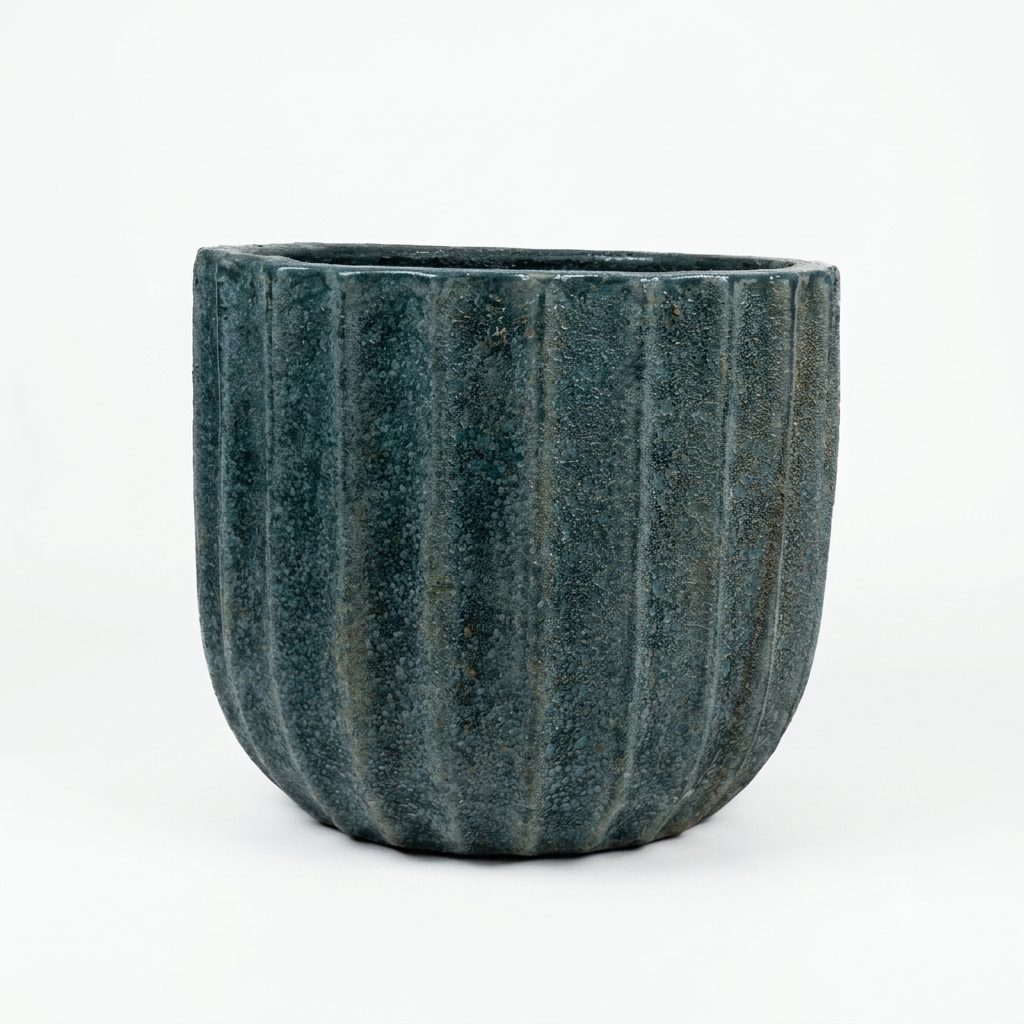 U-shaped / mottled teal or ocean blue green - Large