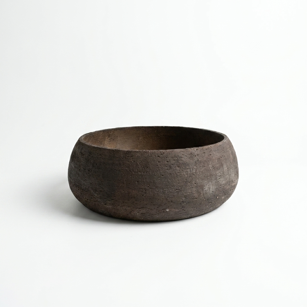 Low Round Bowl Planter/Charcoal / Dark Espresso Brown