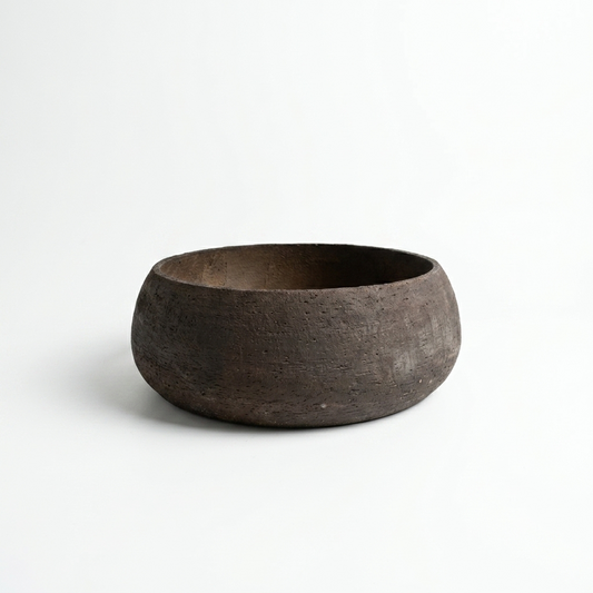 Low Round Bowl Planter/Charcoal / Dark Espresso Brown