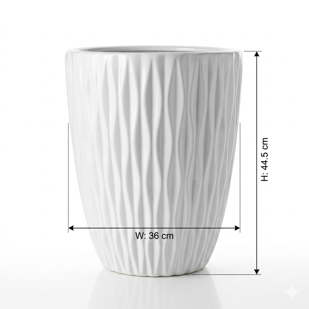 White Ceramic Pot / Medium Size