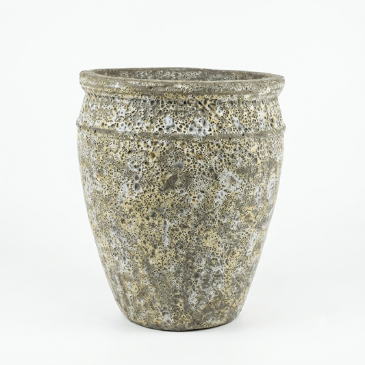 Atlantis or volcanic jar pot mottled grey and earthy yellow/sand mix - Large