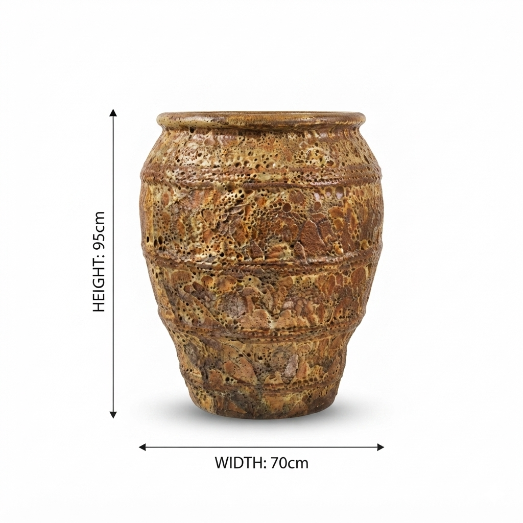 Artisan Textured Ochre & Amber Pitted Ceramic Floor Pot (H95cm*W70cm)